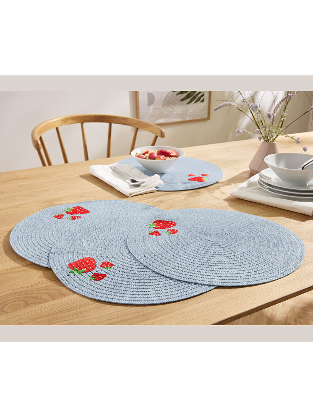 Mavi Amerikan Servis, Yuvarlak, 4 Adet-1