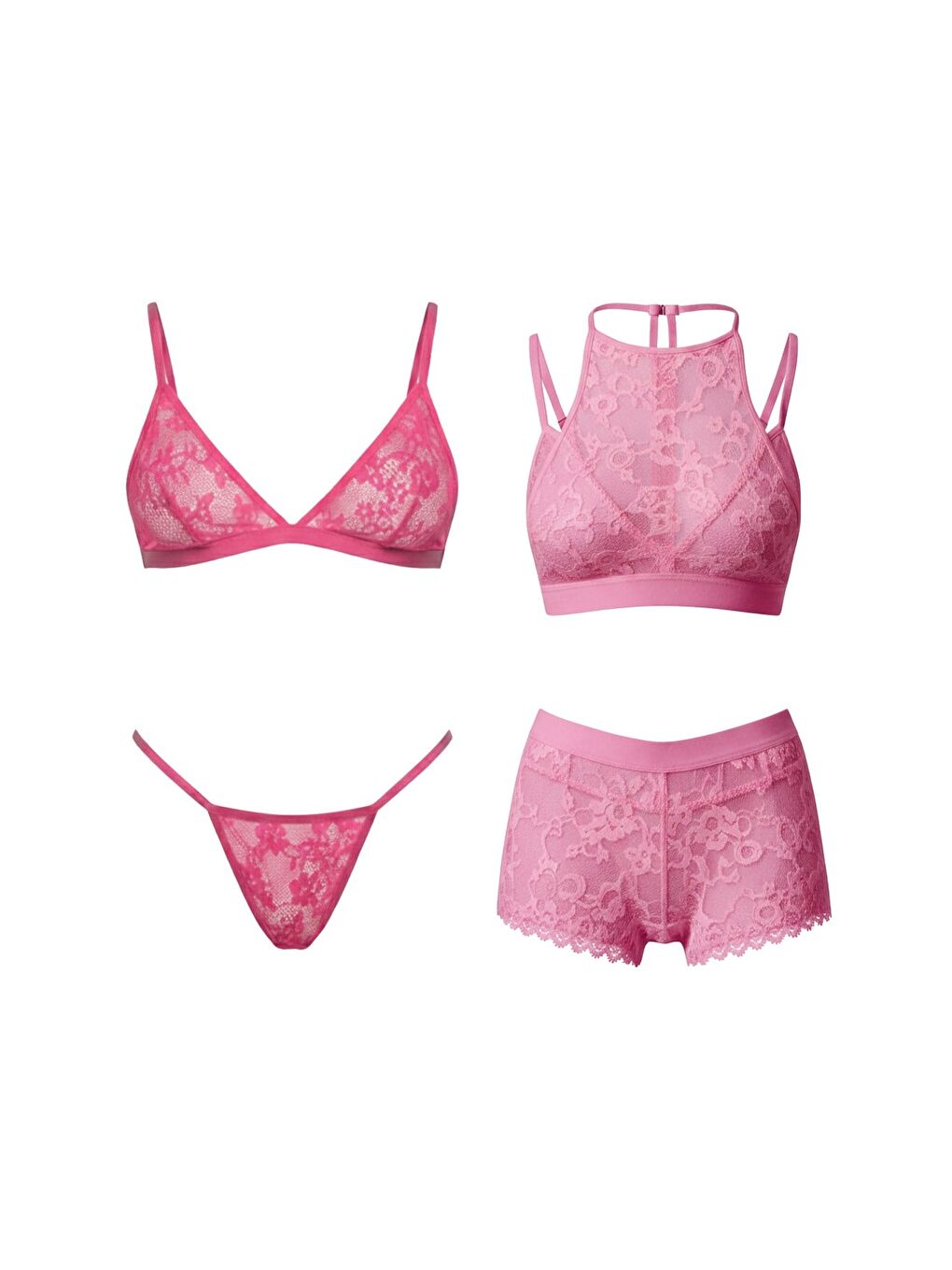 4Lü Bralet Set Pembe