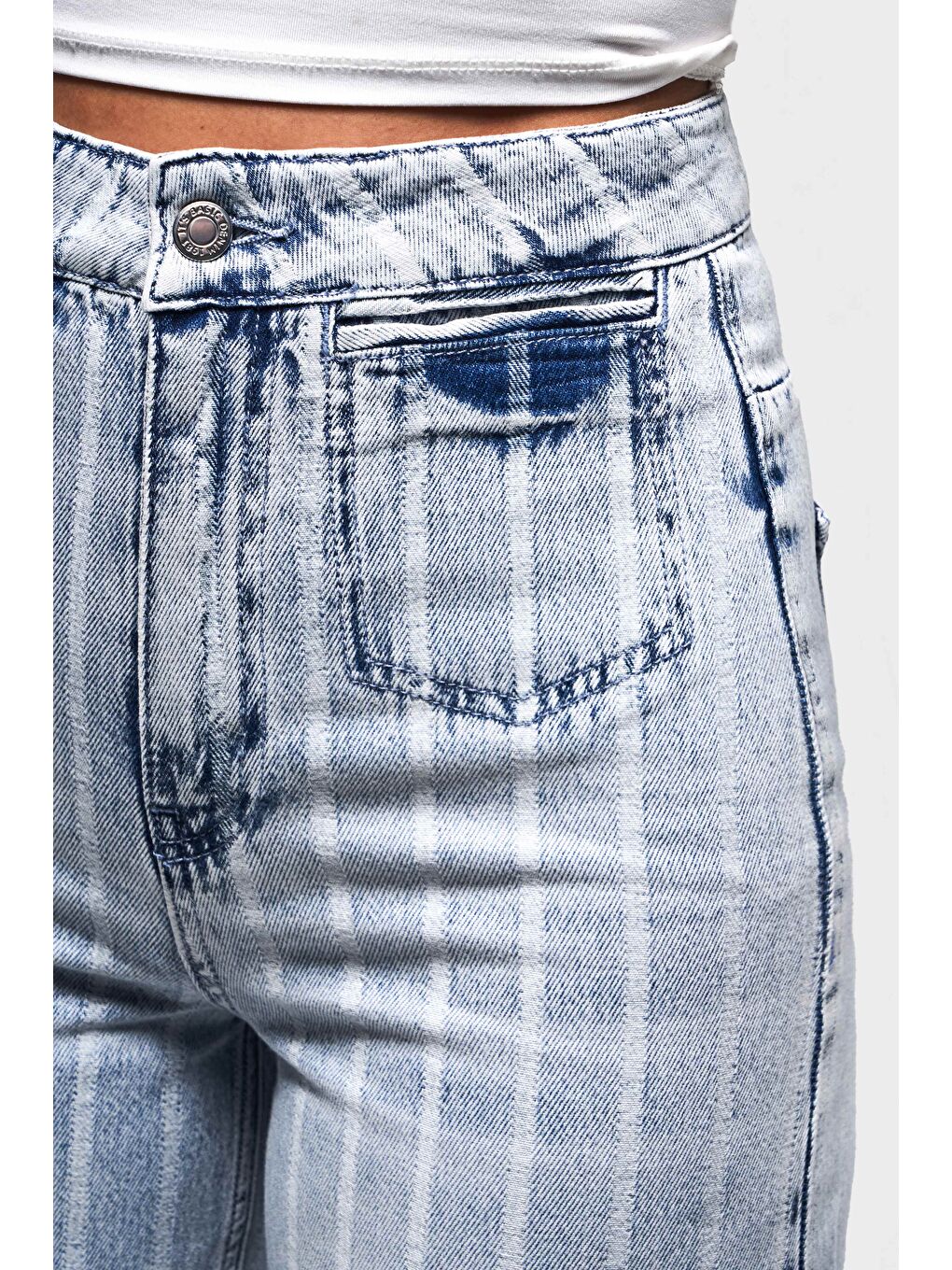 Mavi Kadın Çizgili Jean Rengi 4s5-3 Staright Fit Cep Detaylı %100 Pamuk Özel Kumaş Denim Jean-2