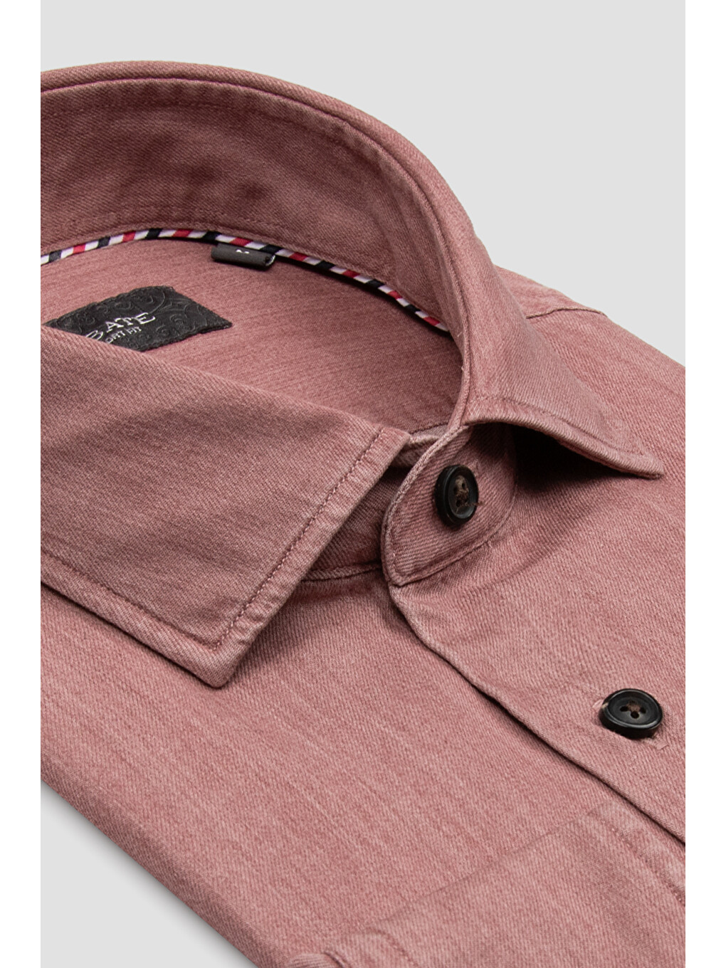 Santo Twill Pamuklu Comfort Fit Pembe Düğmeli Yaka Erkek Düz Gömlek-1
