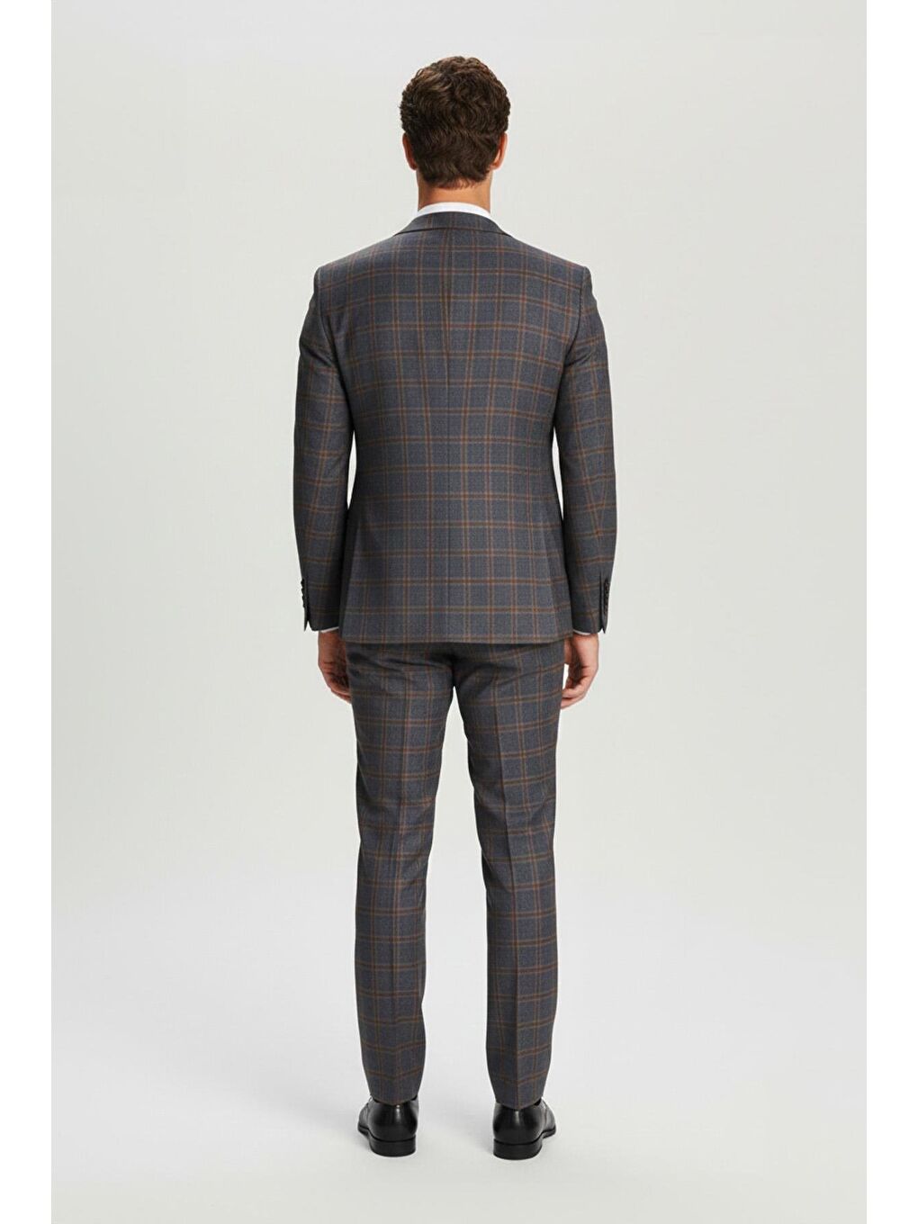 Giotelli Bordo Slim Fit Kareli Mono Yaka Yelekli Takım Elbise-2