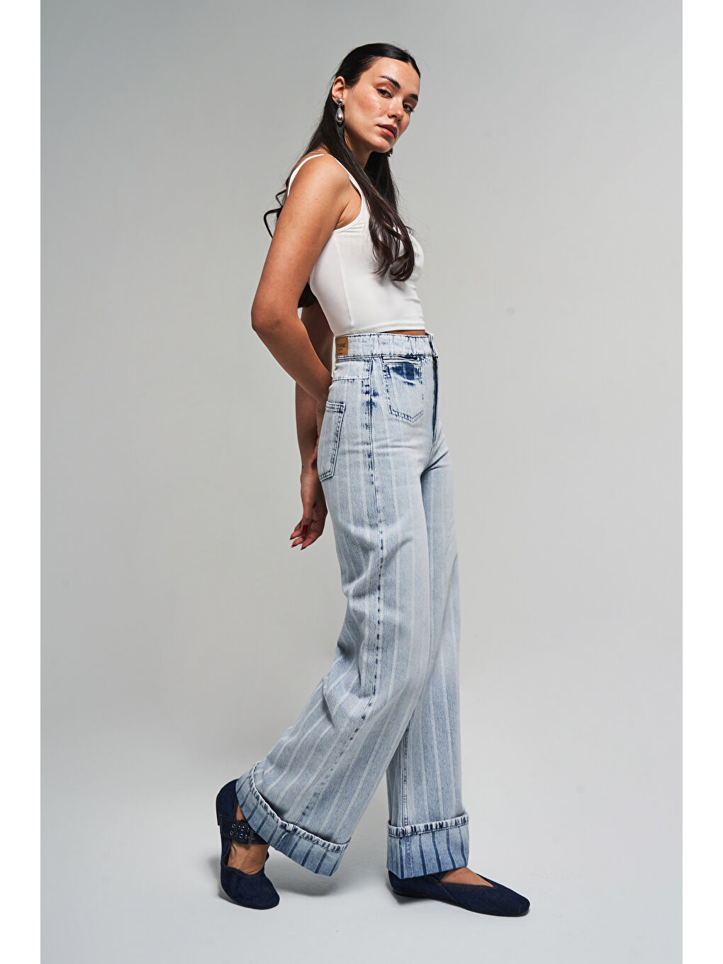 Mavi Kadın Çizgili Jean Rengi 4s5-3 Staright Fit Cep Detaylı %100 Pamuk Özel Kumaş Denim Jean-4