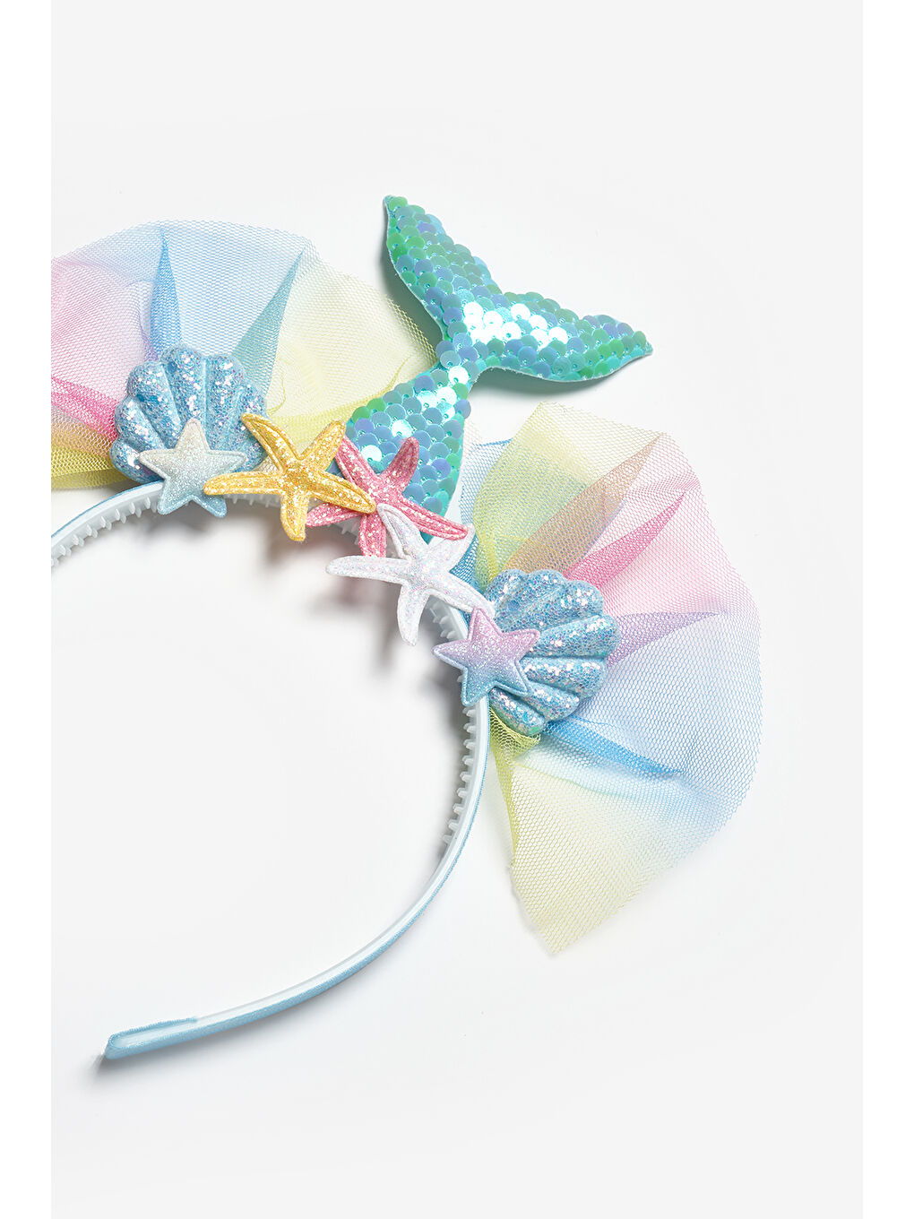 Mavi Deniz Kızı Kuyruğu Figürlü Kız Çocuk Taç-1