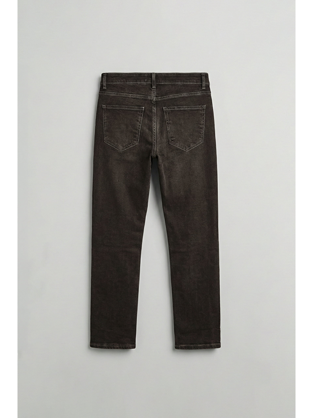 Erkek Regular Fit Kontrast Dikiş Detaylı Jean Pantolon Kahverengi-1