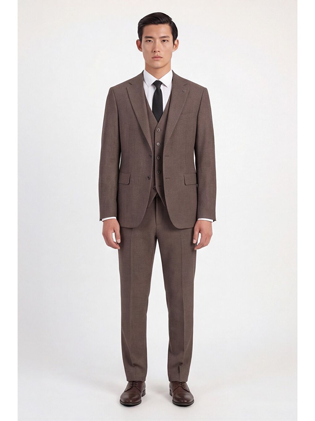 Kahverengi Açık Kahve Vest Suit-1