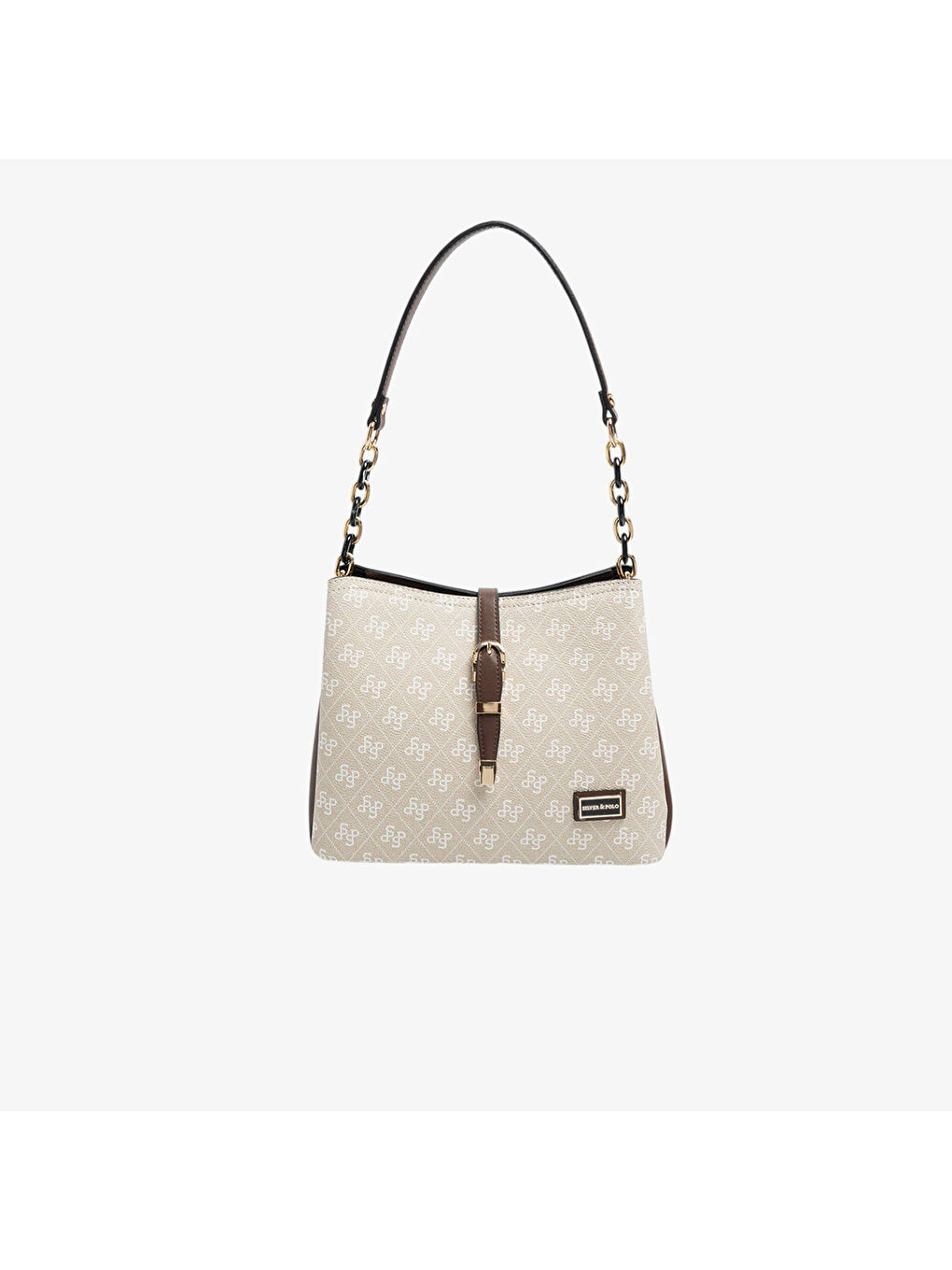 Bej Kadın SP974-M178 SILVER POLO Omuz Çantası Taş-Kahve