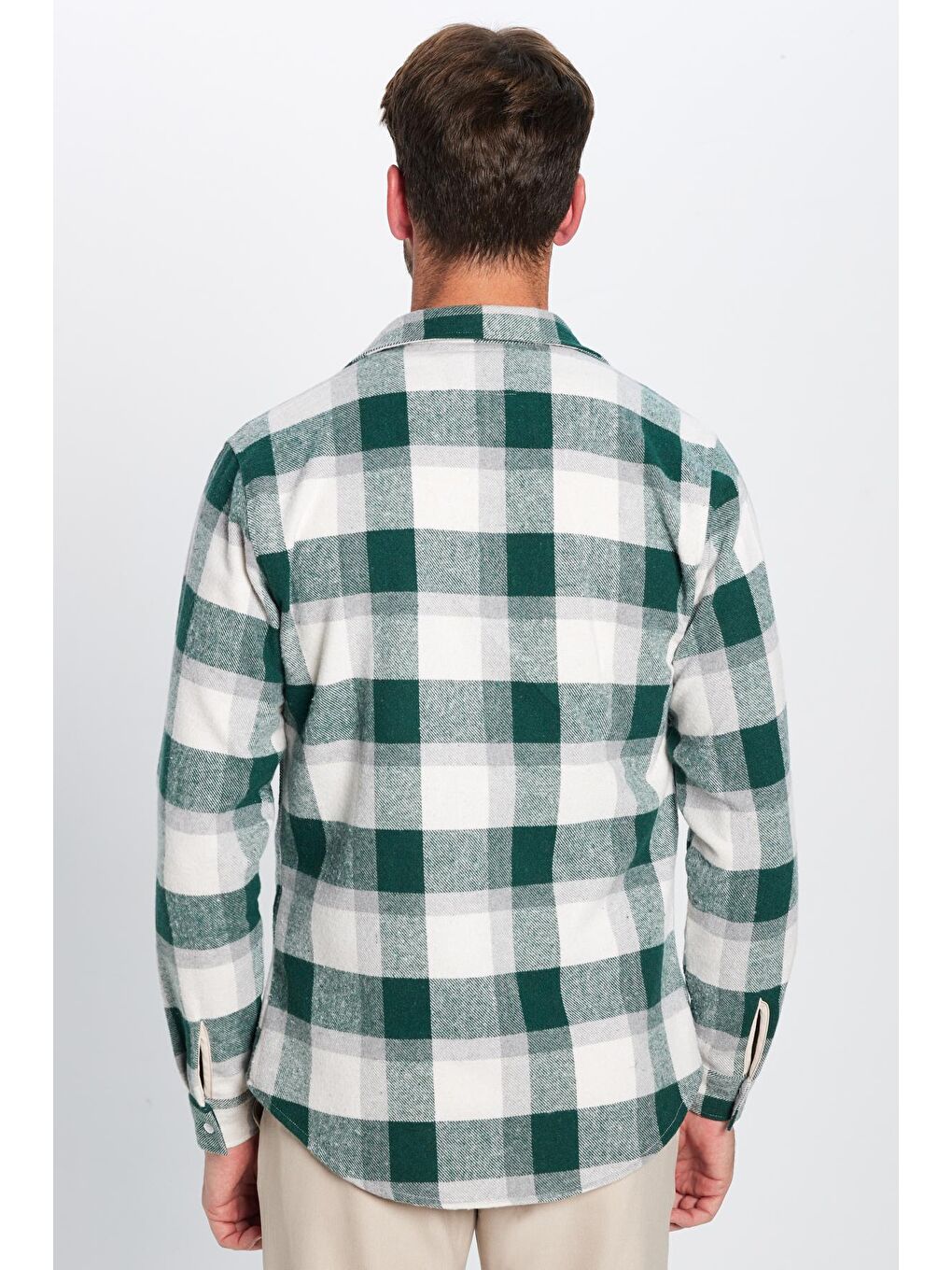 Karışık Erkek Slim Fit Dar Kesim Oduncu Tek Cepli Kareli Kışlık Gömlek-4