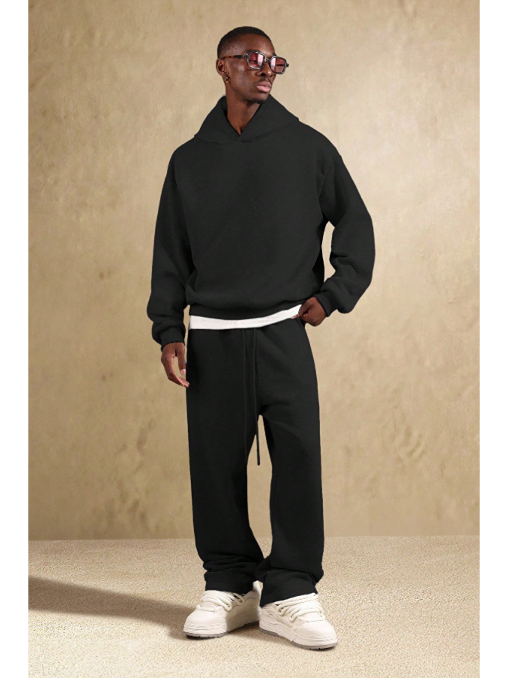 Siyah Oversize Baggy Erkek Eşofman Altı-1