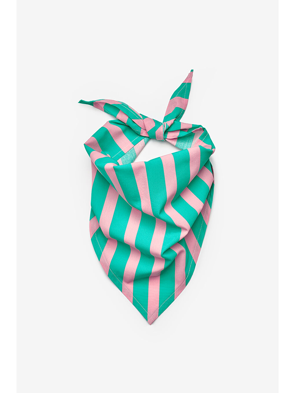 Yeşil Mint Çizgi Desenli Çocuk Üçgen Fular