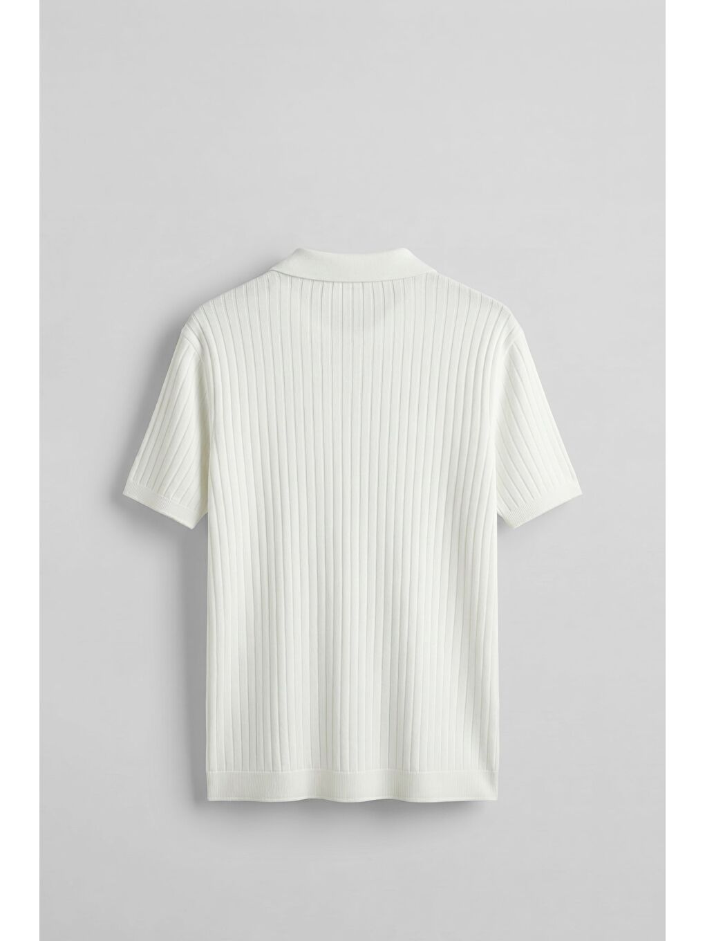 Erkek Relaxed Fit Fitilli Triko Polo Yaka T-Shirt Beyaz-1
