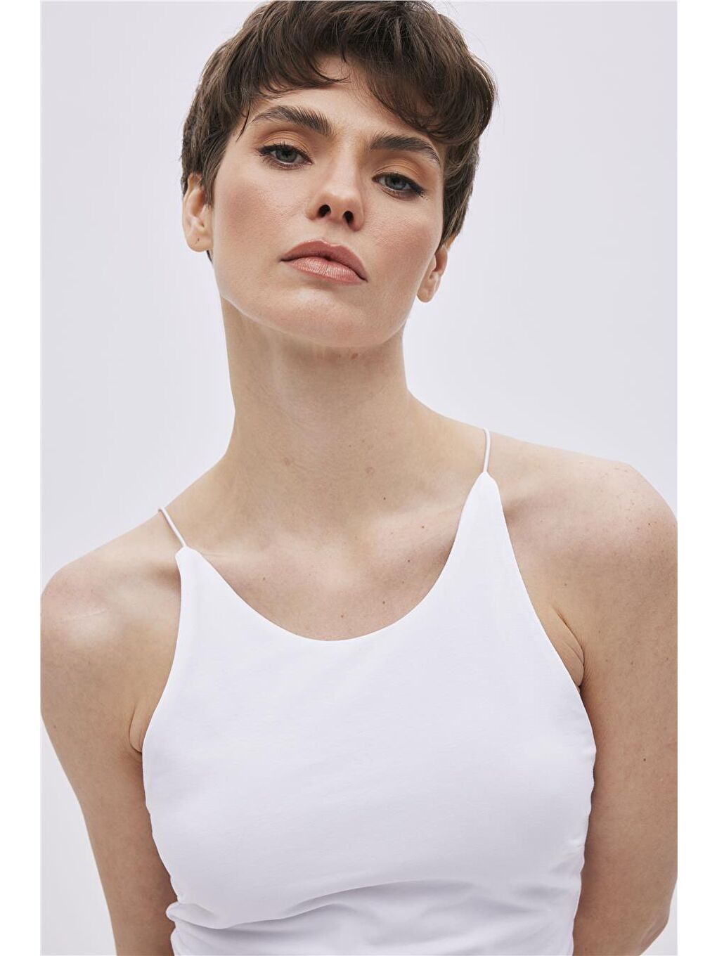 Beyaz Halter Yaka Crop-2