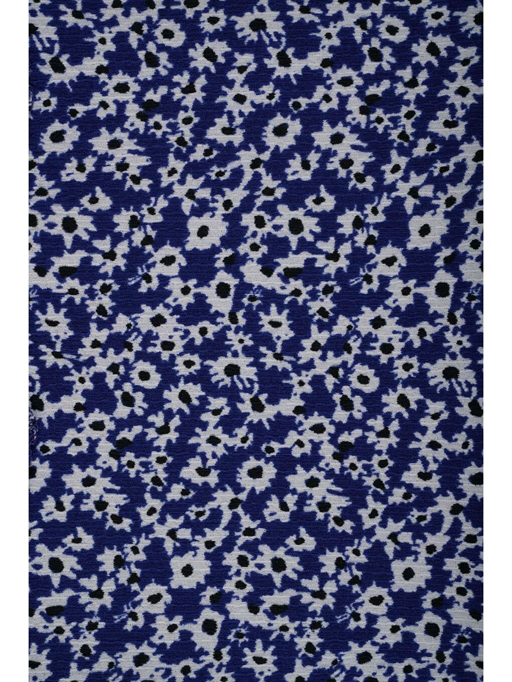 Bisiklet Yaka Sıfır Kol Çiçek Desenli Katlı Şapka Aksesuarlı Lacivert Renk Kız Çocuk Elbise-2