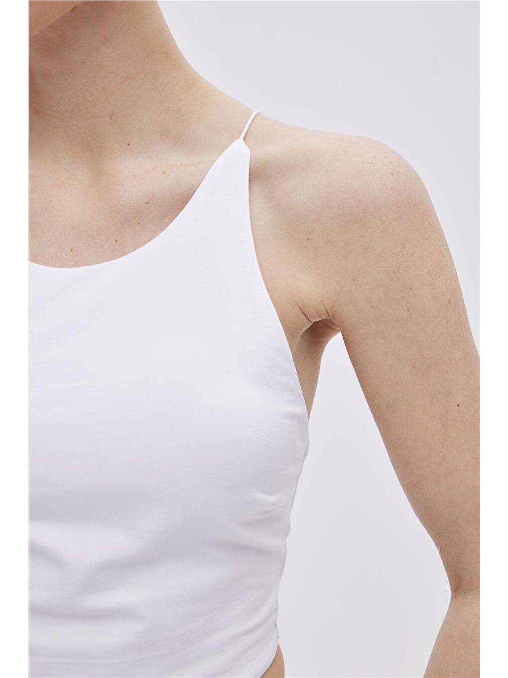 Beyaz Halter Yaka Crop-3