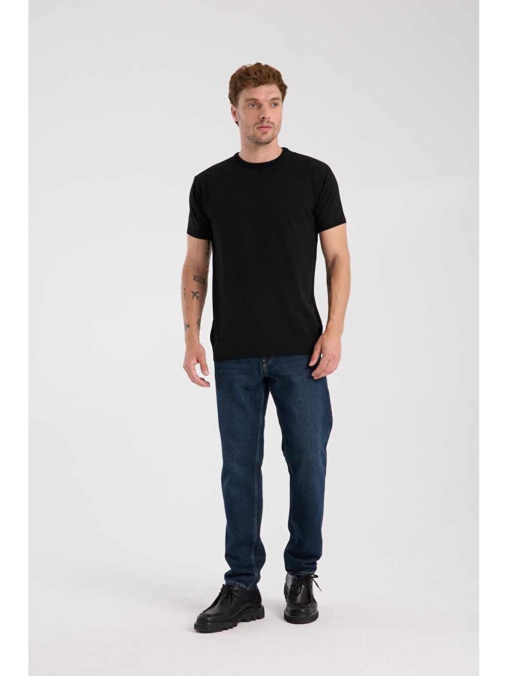 Aclub Zulu Örme Kumaş Viskon Karışımlı Slim Fit Siyah Bisiklet Yaka Erkek Düz T-Shirt-1