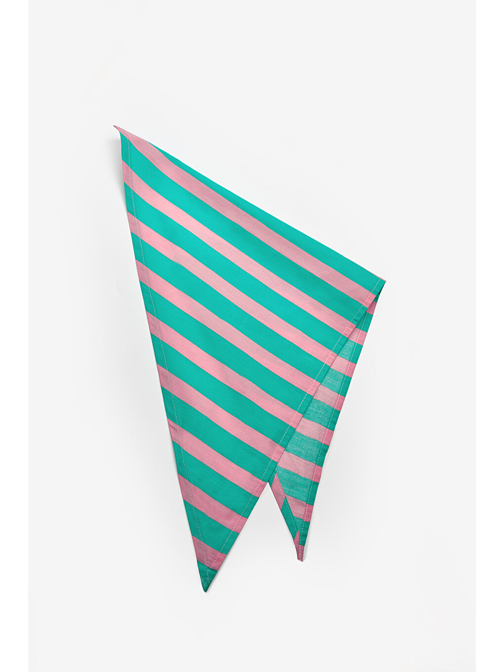 Yeşil Mint Çizgi Desenli Çocuk Üçgen Fular-1