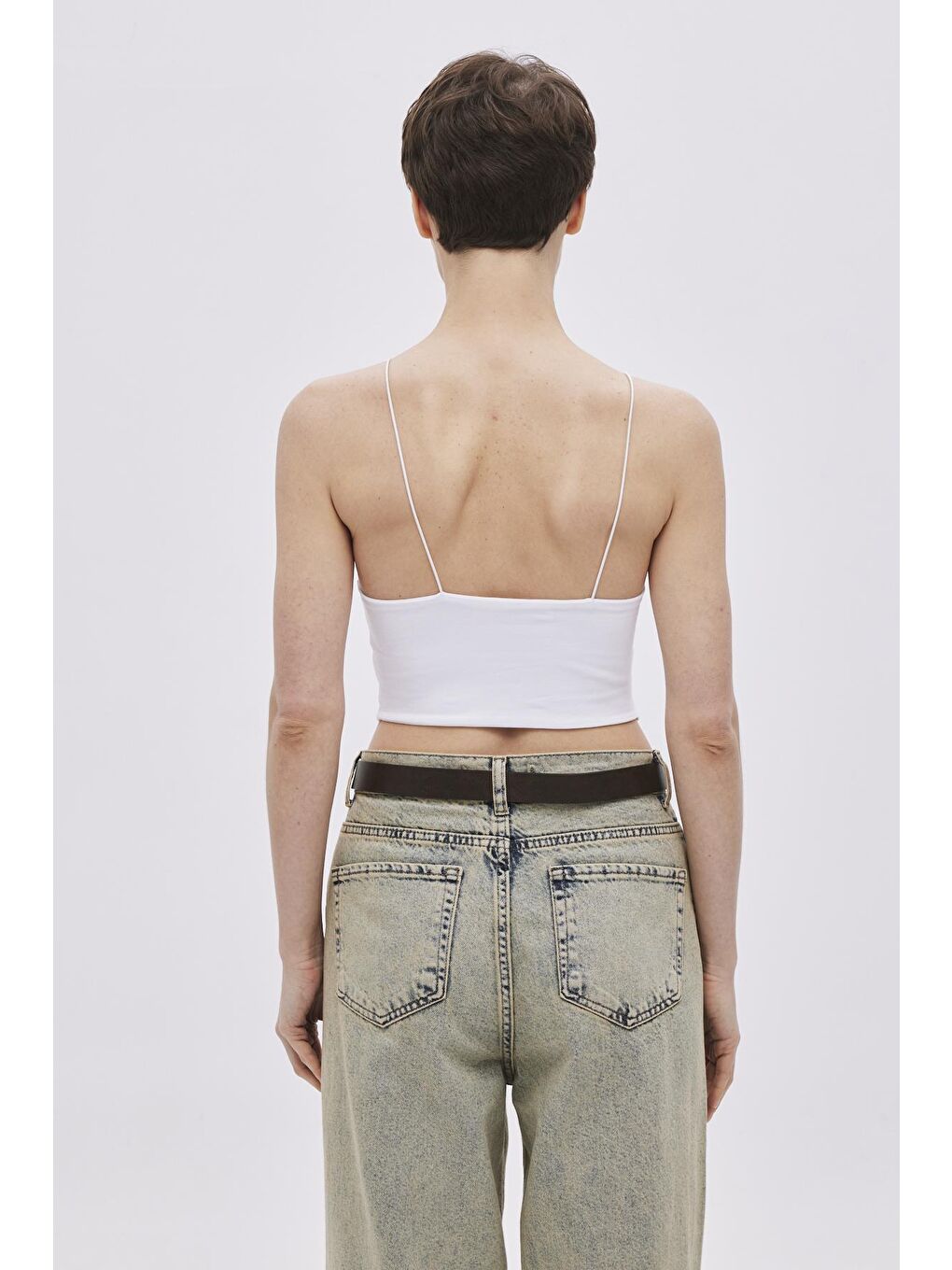 Beyaz Halter Yaka Crop-4