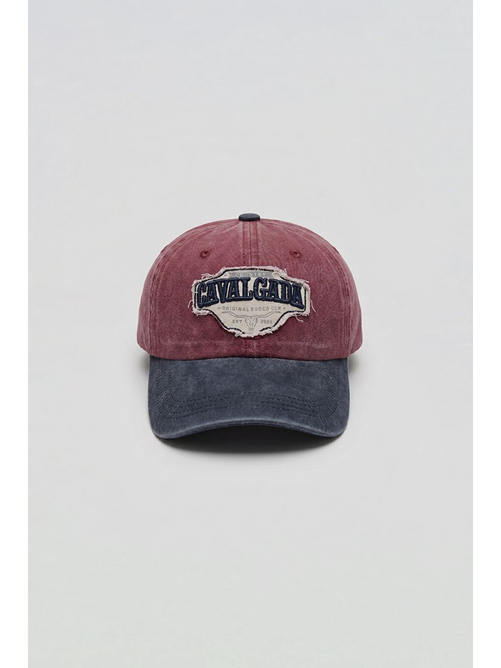 Erkek Patch Nakışlı Yıkamalı Beyzbol Şapka Bordo