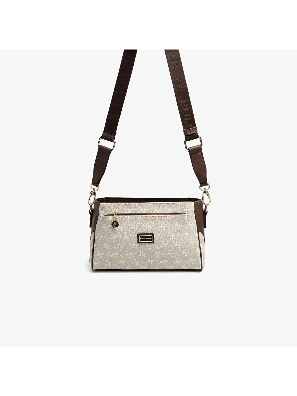 Bej Kadın SP1273-M178 SILVER POLO Çapraz Çanta Taş-Kahve