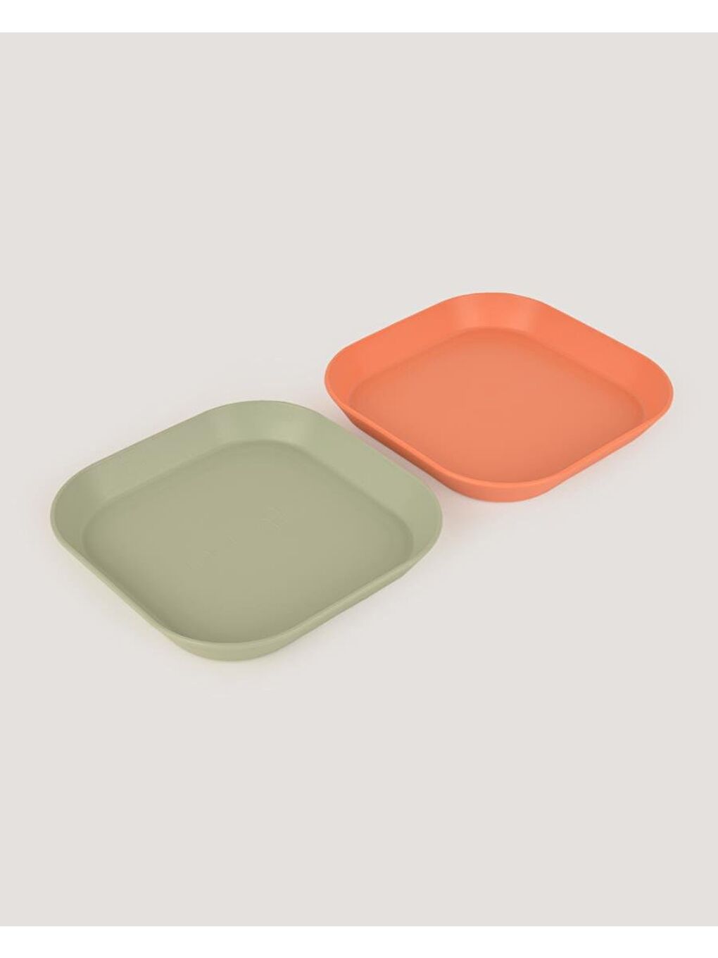 Kare Bebek Mama Tabağı 2'Li Sage Green - Peach-3