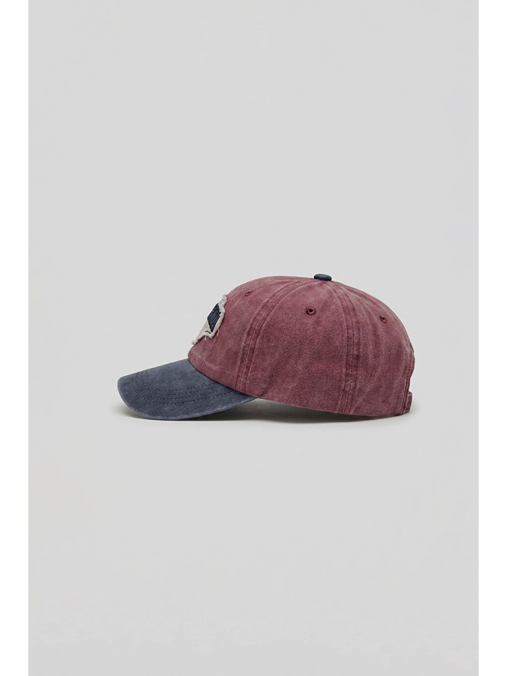 Erkek Patch Nakışlı Yıkamalı Beyzbol Şapka Bordo-1