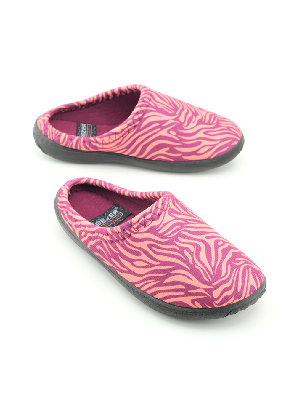 Mor Kadın Kışlık PU Rahat Taban Desenli Ev Bahçe Gondol Terlik