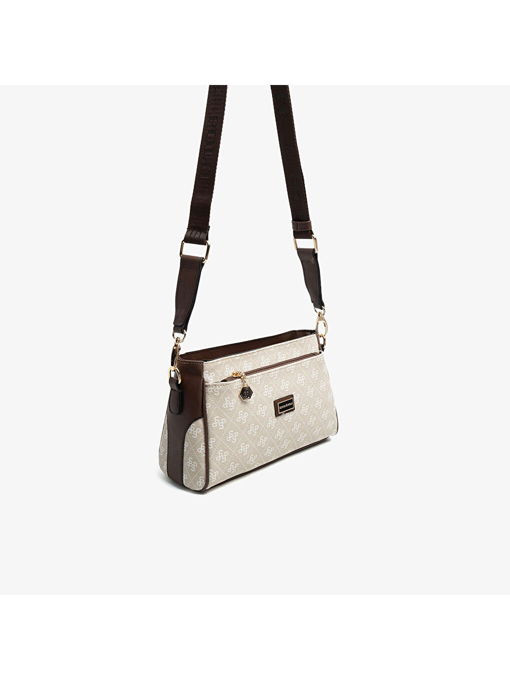 Bej Kadın SP1273-M178 SILVER POLO Çapraz Çanta Taş-Kahve-1