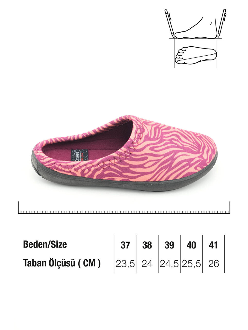 Mor Kadın Kışlık PU Rahat Taban Desenli Ev Bahçe Gondol Terlik-1