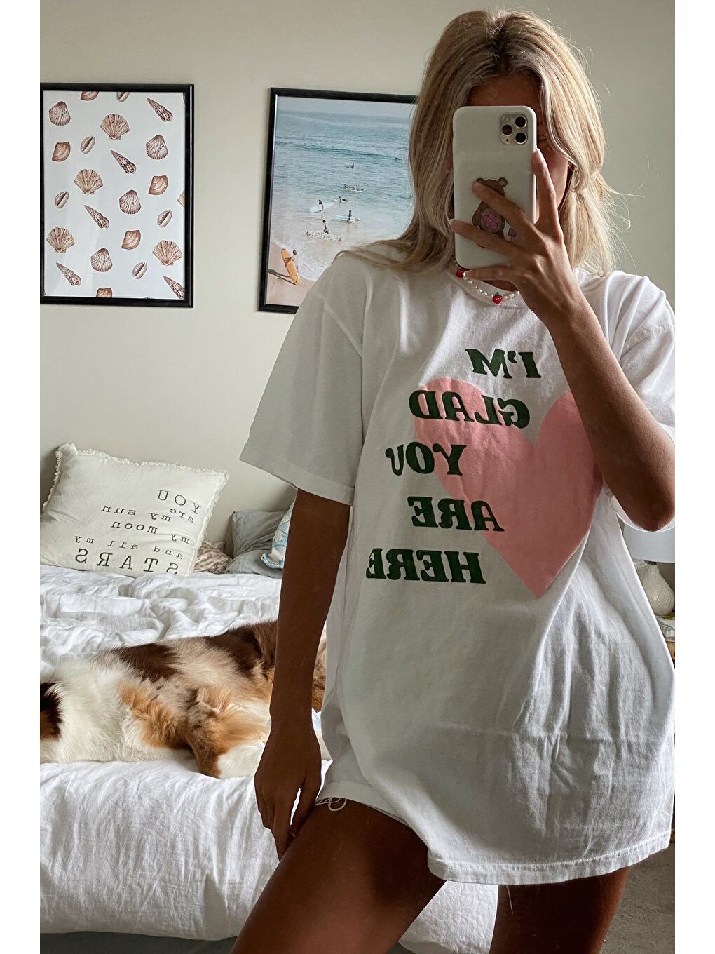 Beyaz Baskılı Tişört Mg1202-11