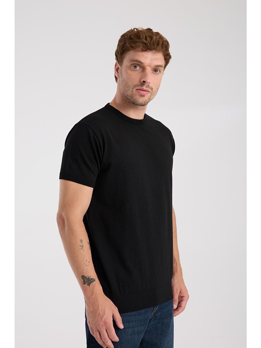 Aclub Zulu Örme Kumaş Viskon Karışımlı Slim Fit Siyah Bisiklet Yaka Erkek Düz T-Shirt-5