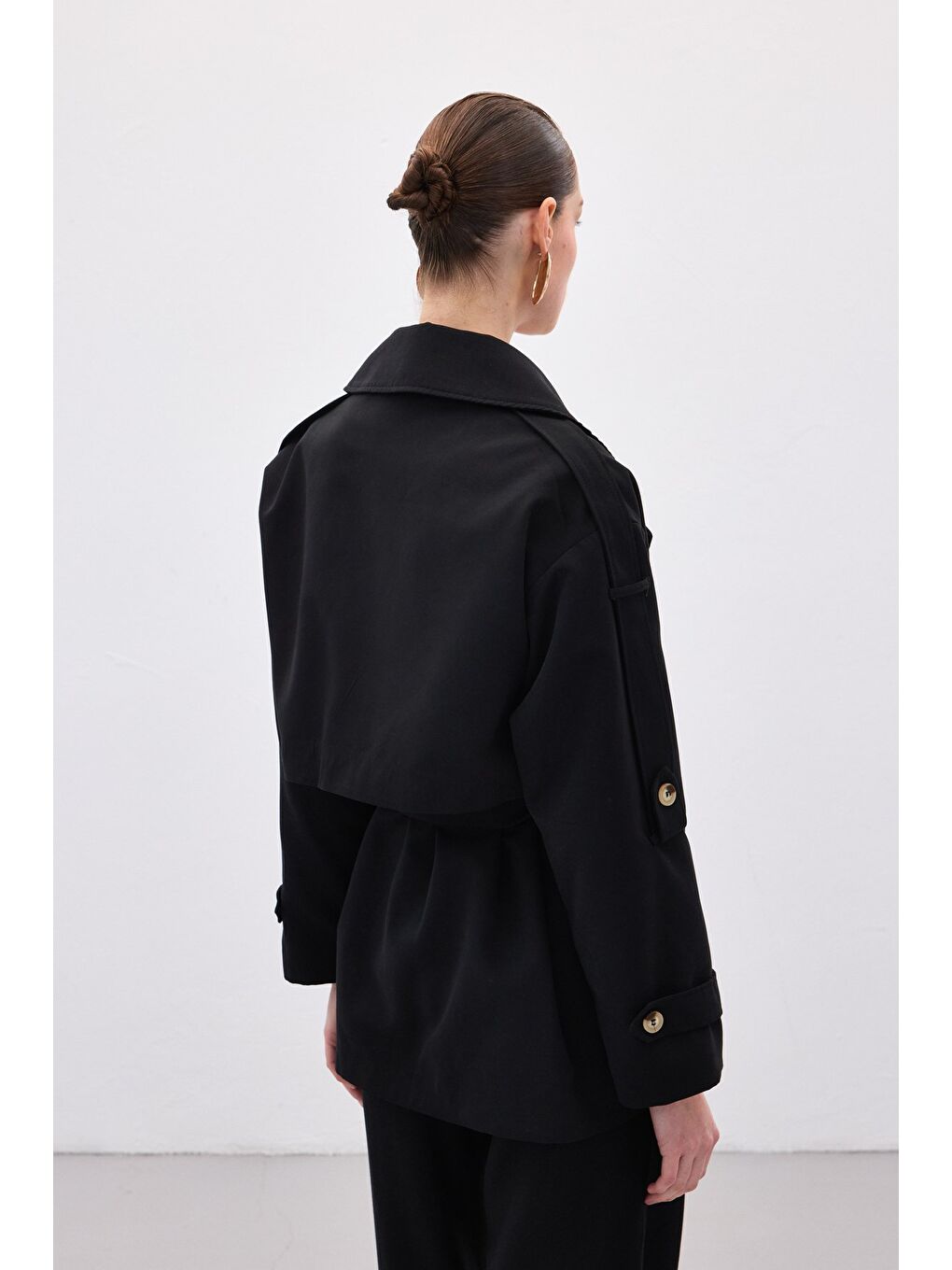 Kısa Trençkot - Siyah-5