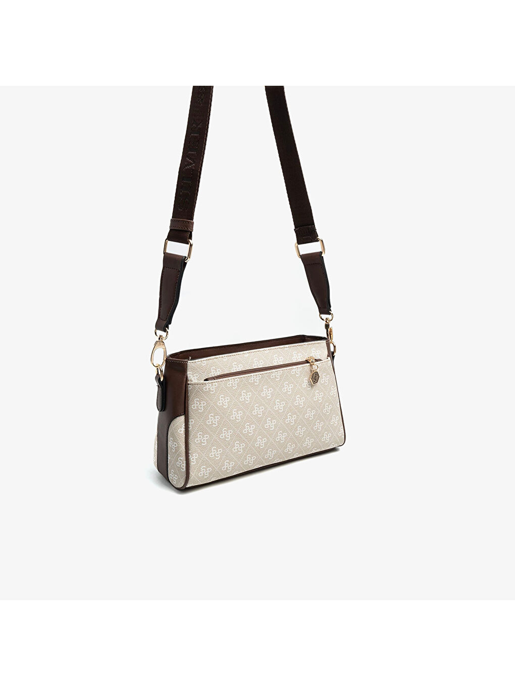 Bej Kadın SP1273-M178 SILVER POLO Çapraz Çanta Taş-Kahve-3