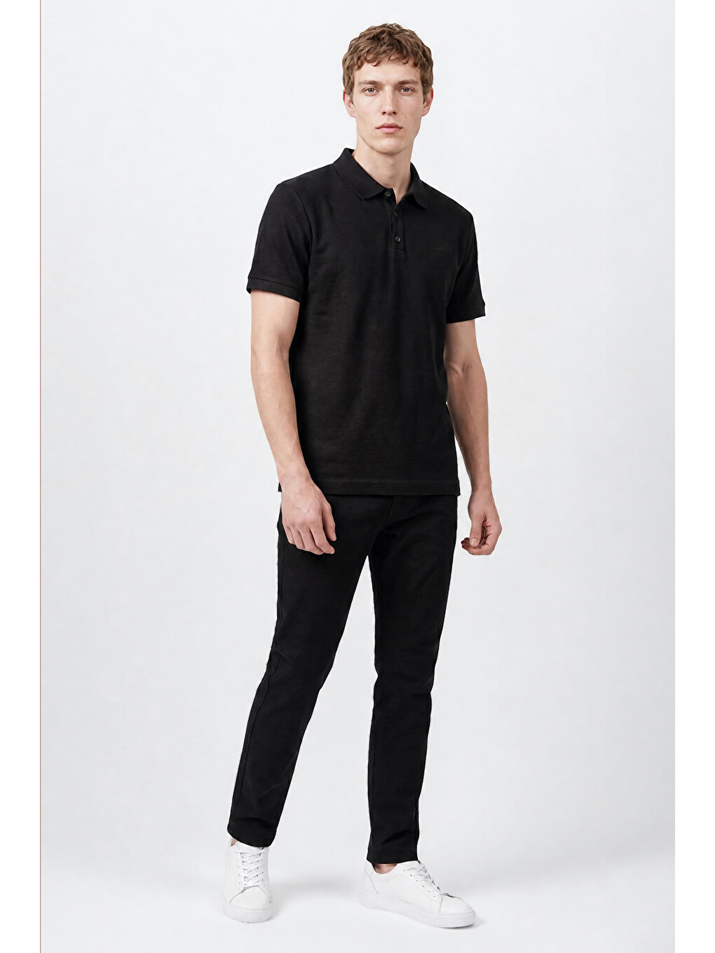 Siyah %100 Pamuk Regular Fit Normal Kesim Polo Yaka Tişört-1