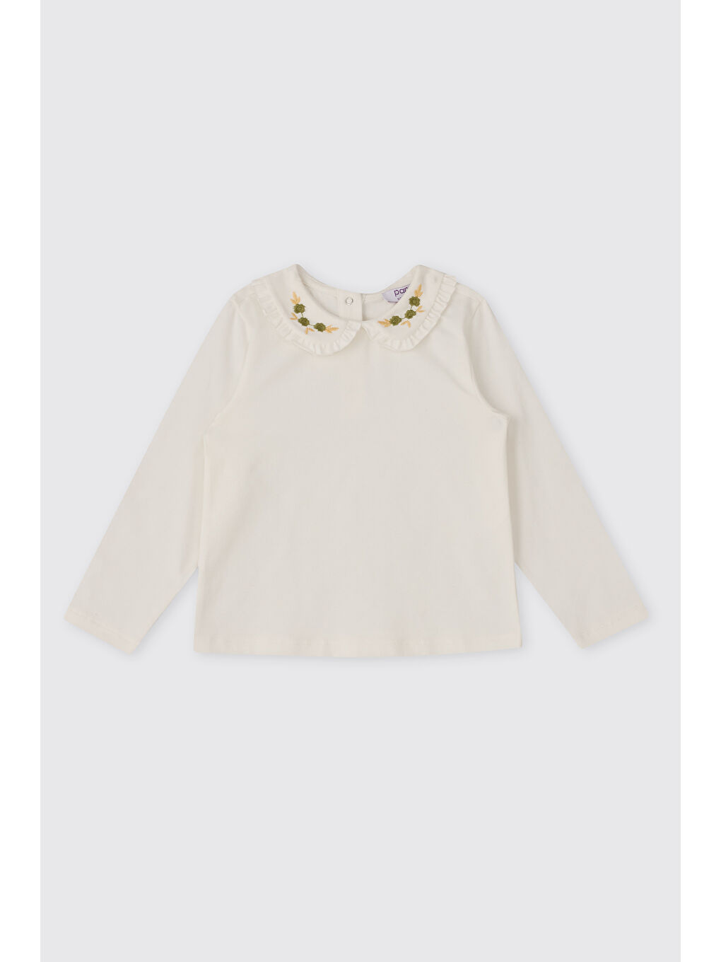 Kız Bebek Nakış Detaylı Ekru Tişört