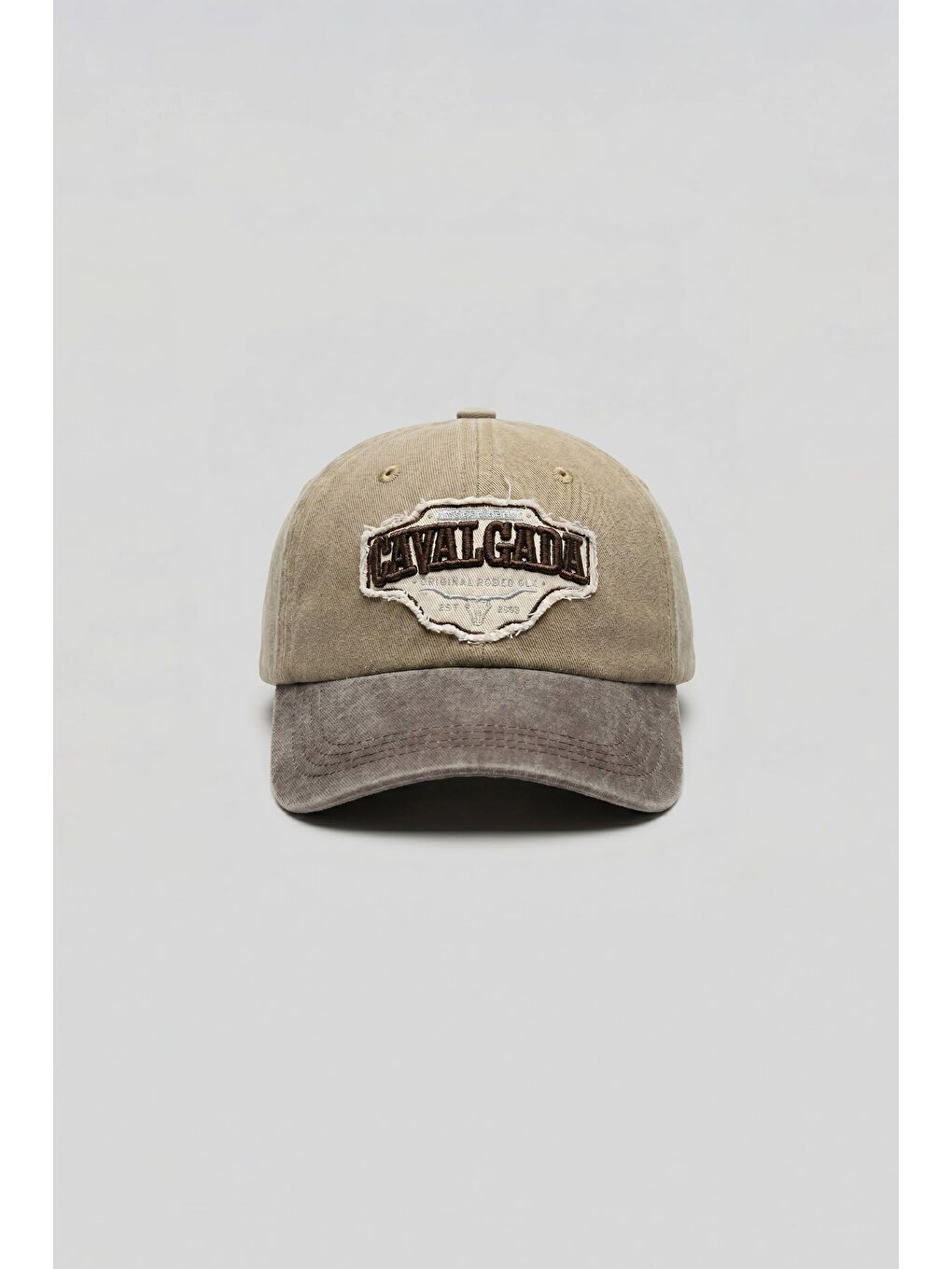 Erkek Patch Nakışlı Yıkamalı Beyzbol Şapka Açık Bej