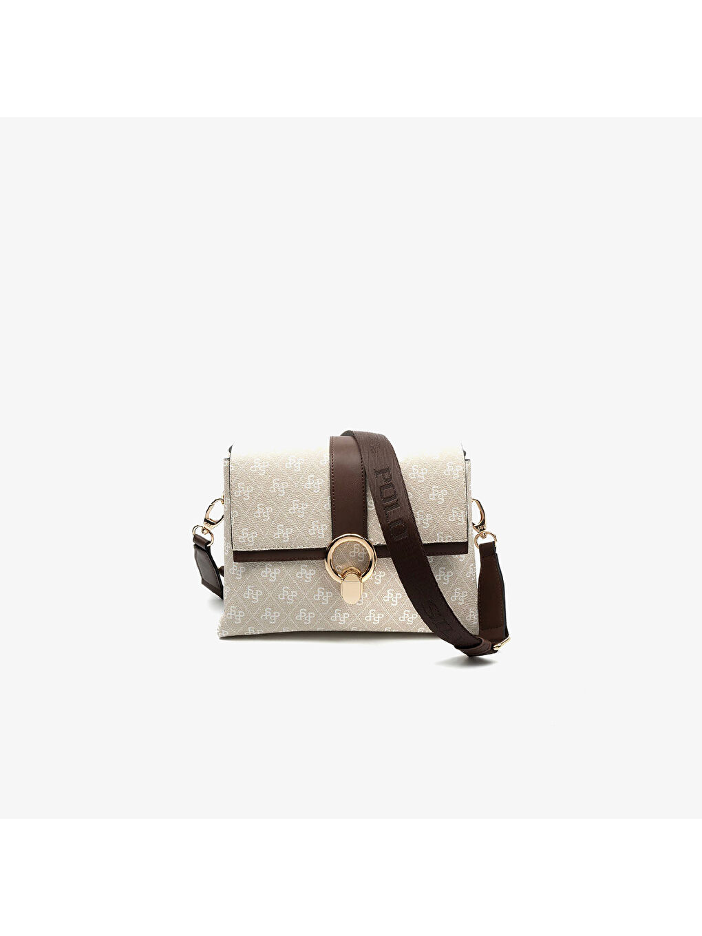 Bej Kadın SP1275-M178 SILVER POLO Çapraz Çanta Taş-Kahve-4