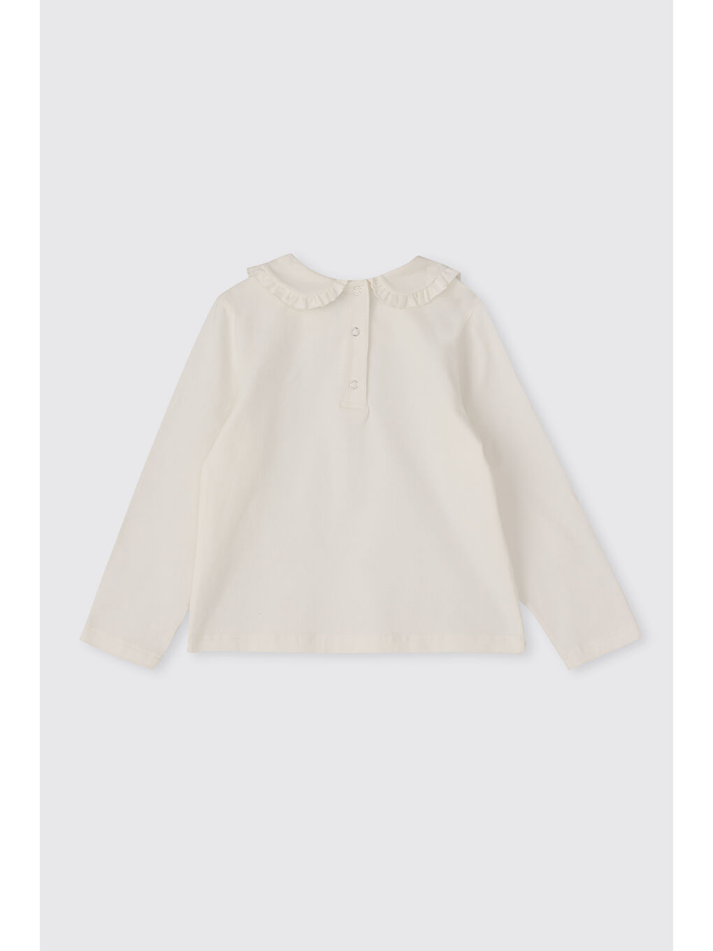 Kız Bebek Nakış Detaylı Ekru Tişört-1