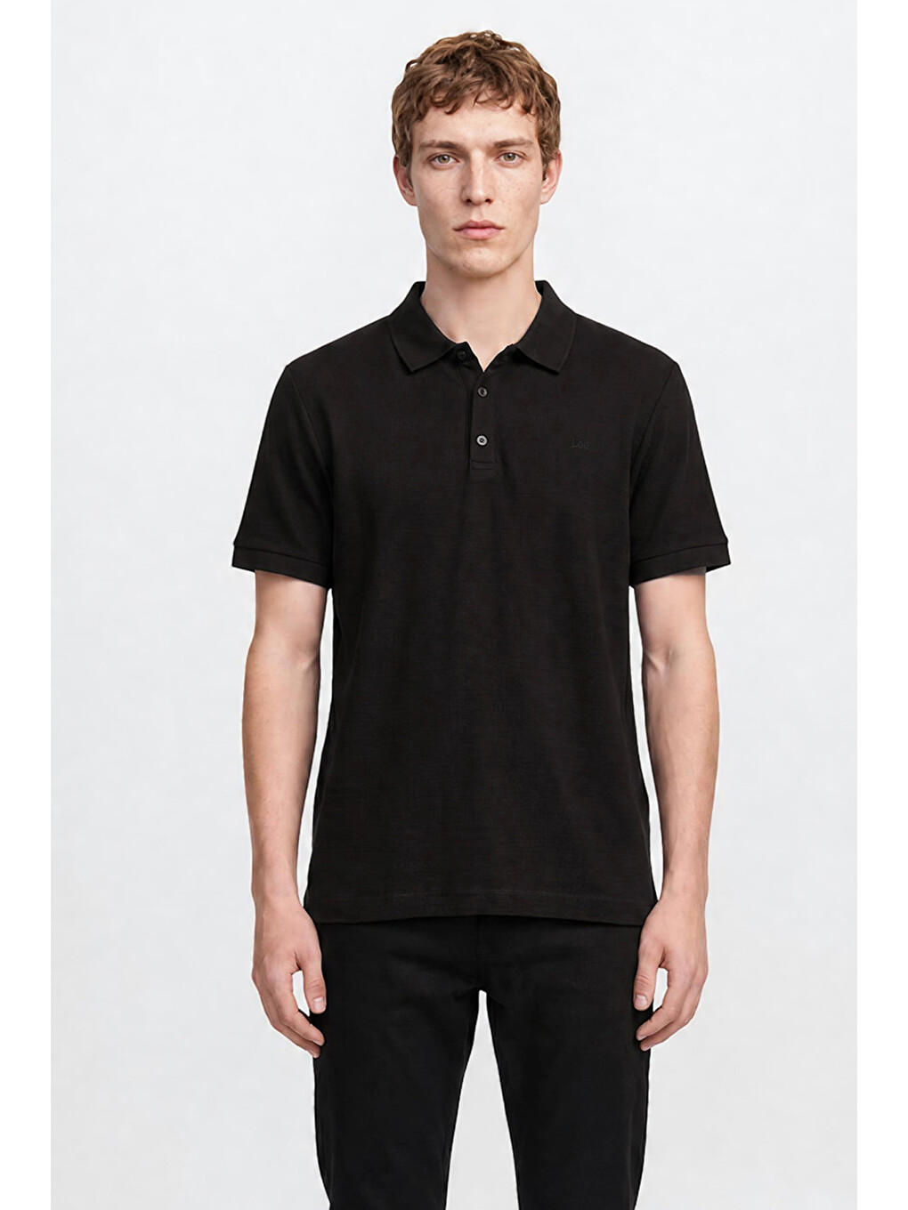 Siyah %100 Pamuk Regular Fit Normal Kesim Polo Yaka Tişört-2