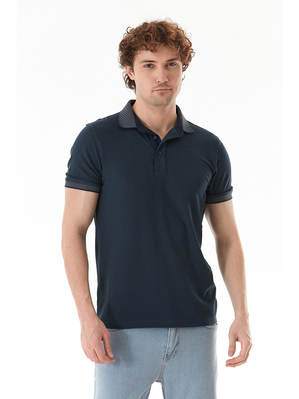 Lacivert Süprem Kumaş Slim Fit Polo Yaka Tişört
