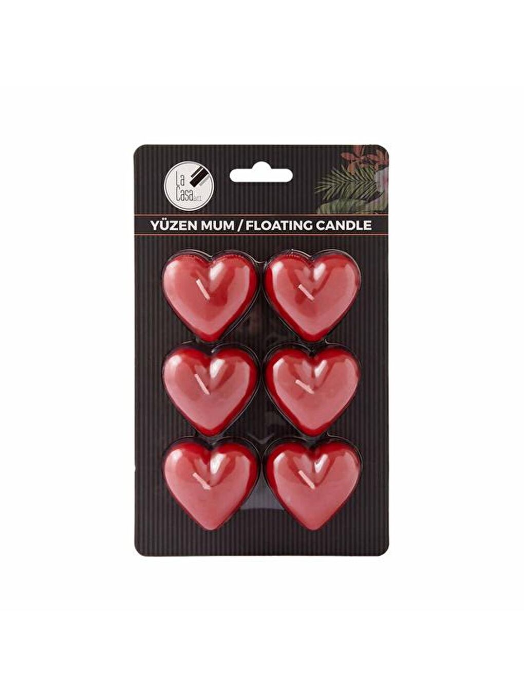 6'lı Kalpli Yüzen Mum - Kırmızı - 5x5 cm-1