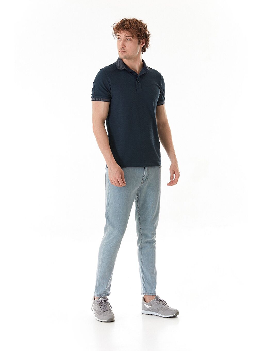 Lacivert Süprem Kumaş Slim Fit Polo Yaka Tişört-1