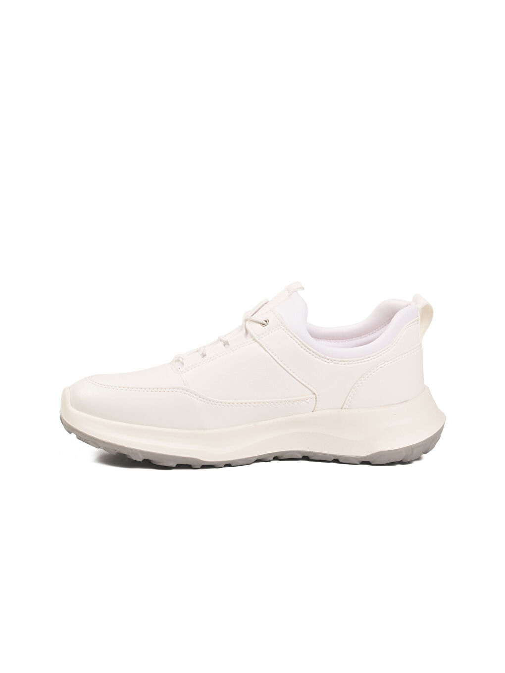 Beyaz Elastik Bağcıklı Hafif Cilt Erkek Casual Ayakkabı 460 M-3