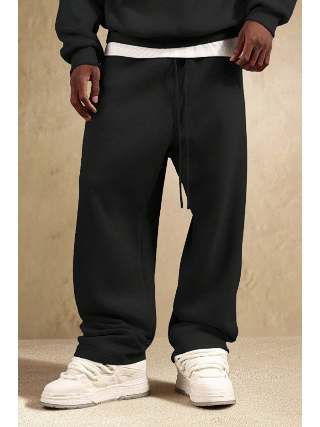 Siyah Oversize Baggy Erkek Eşofman Altı-3