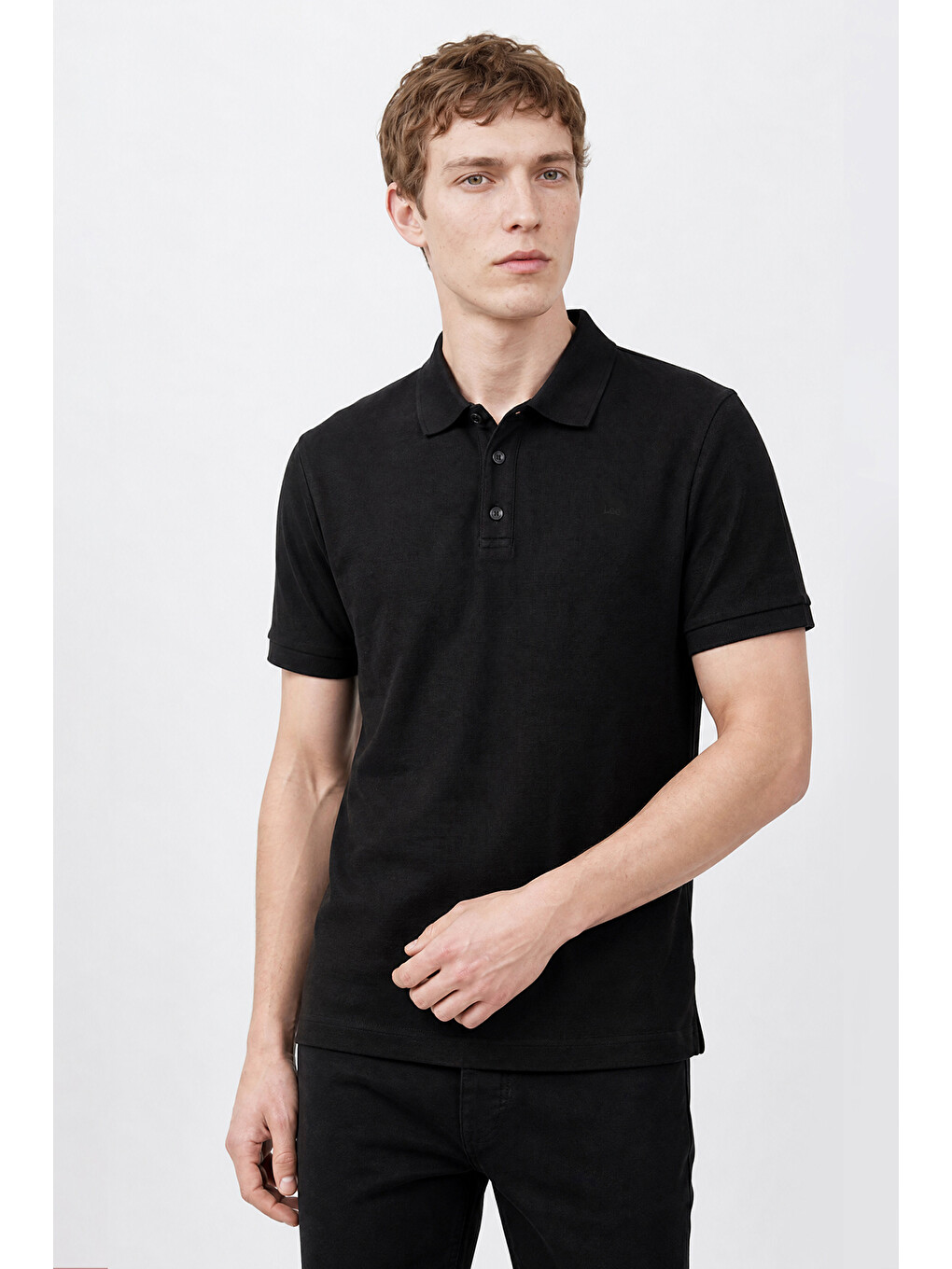 Siyah %100 Pamuk Regular Fit Normal Kesim Polo Yaka Tişört-3