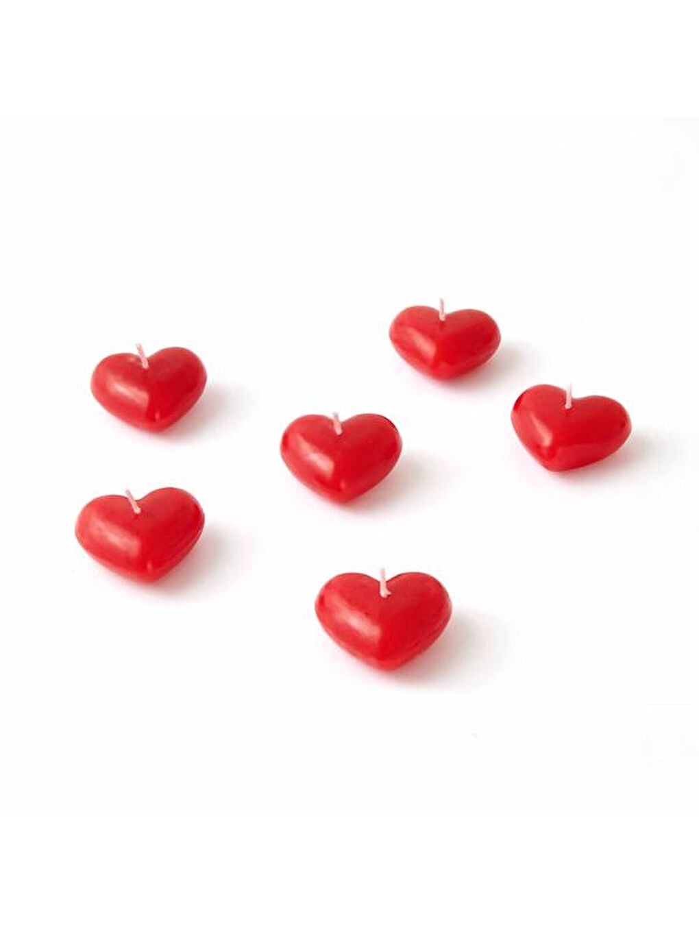 6'lı Kalpli Yüzen Mum - Kırmızı - 5x5 cm-4