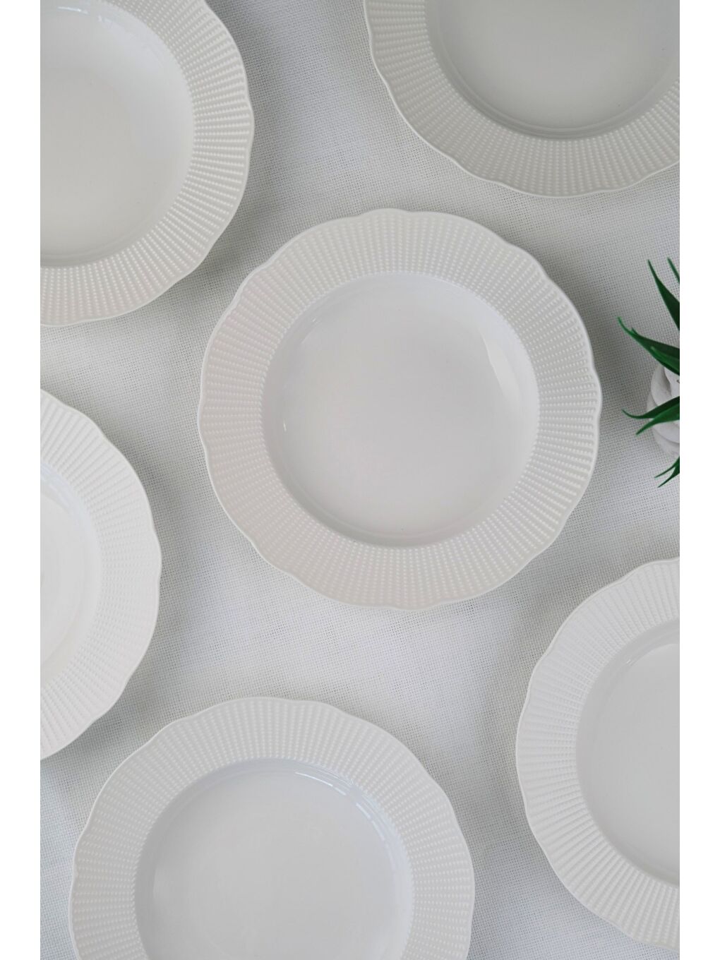 Beyaz Bone İlay Çukur Tabak 22cm 6 lı