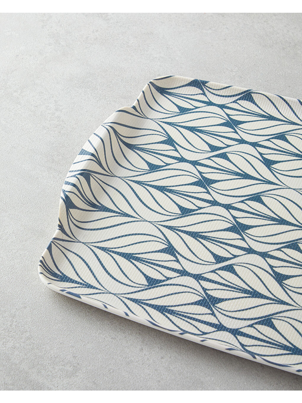 Cosy Stripe Melamin Kaydırmaz 2'li Tepsi 42x31 cm + 25x38 cm Mavi-3