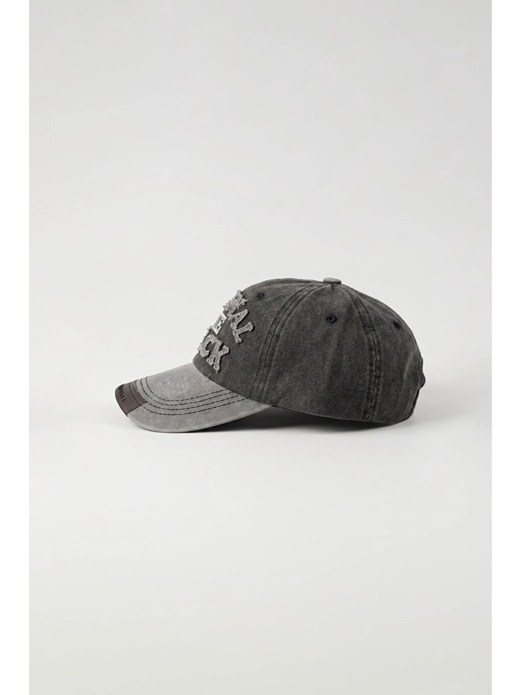 Erkek Nakış Detaylı Beyzbol Şapka Antrasit-1