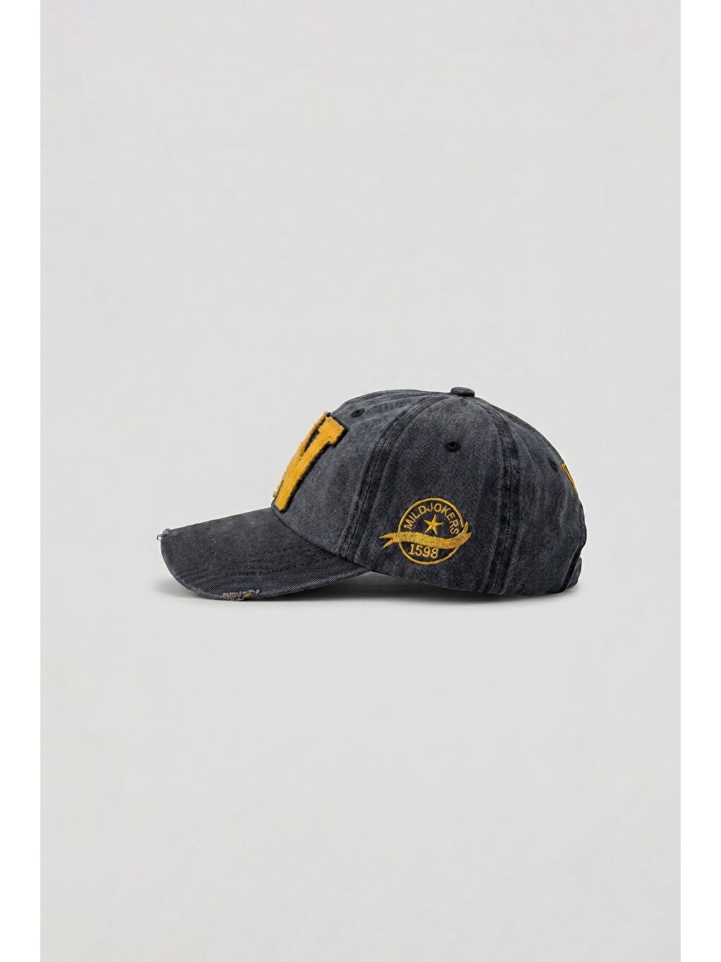 Erkek Nakışlı Yıkamalı Beyzbol Şapka Antrasit-1