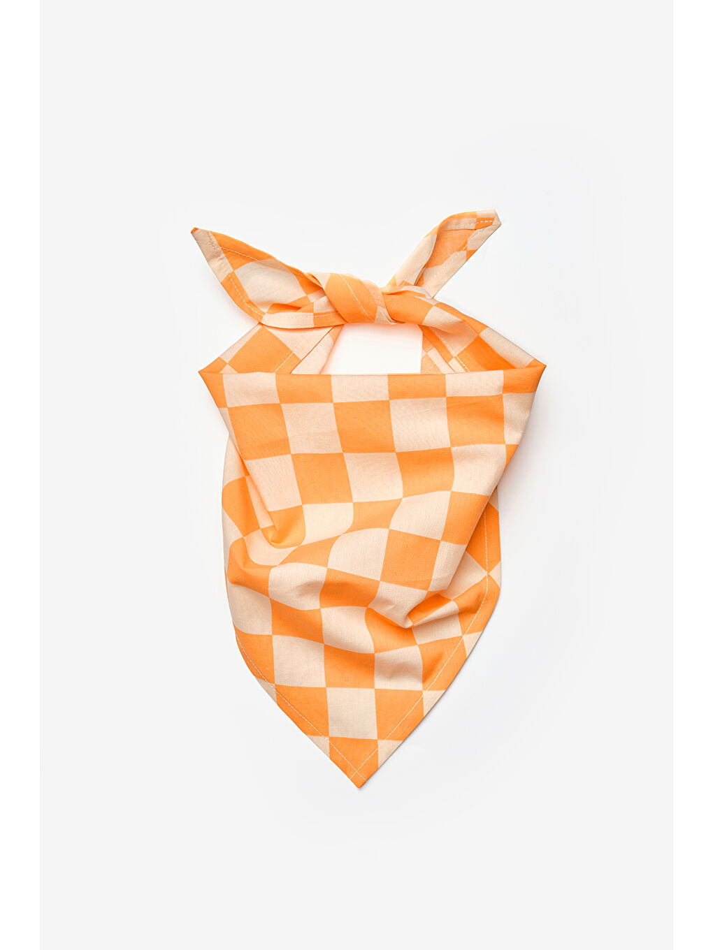 Turuncu Dama Desenli Çocuk Üçgen Fular