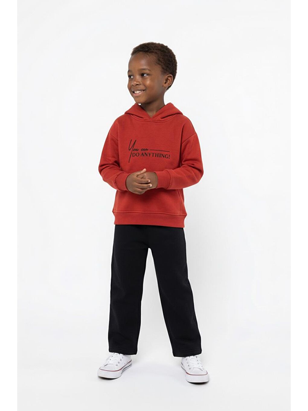 Kahverengi Kapüşonlu Kuplu Sweat